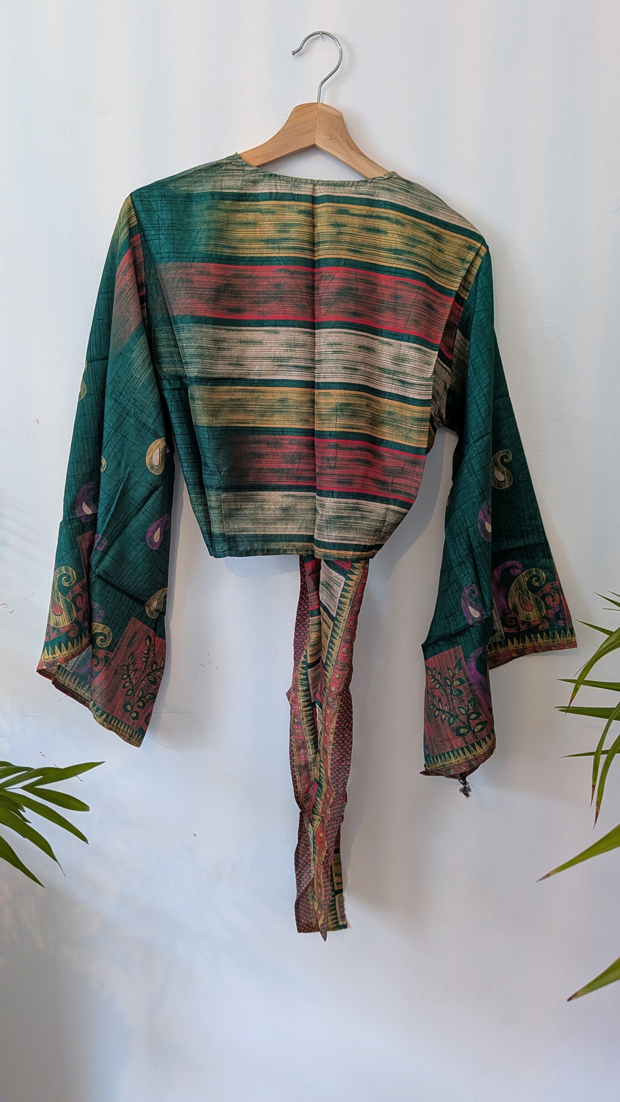 Wrap blouse bell sleeve