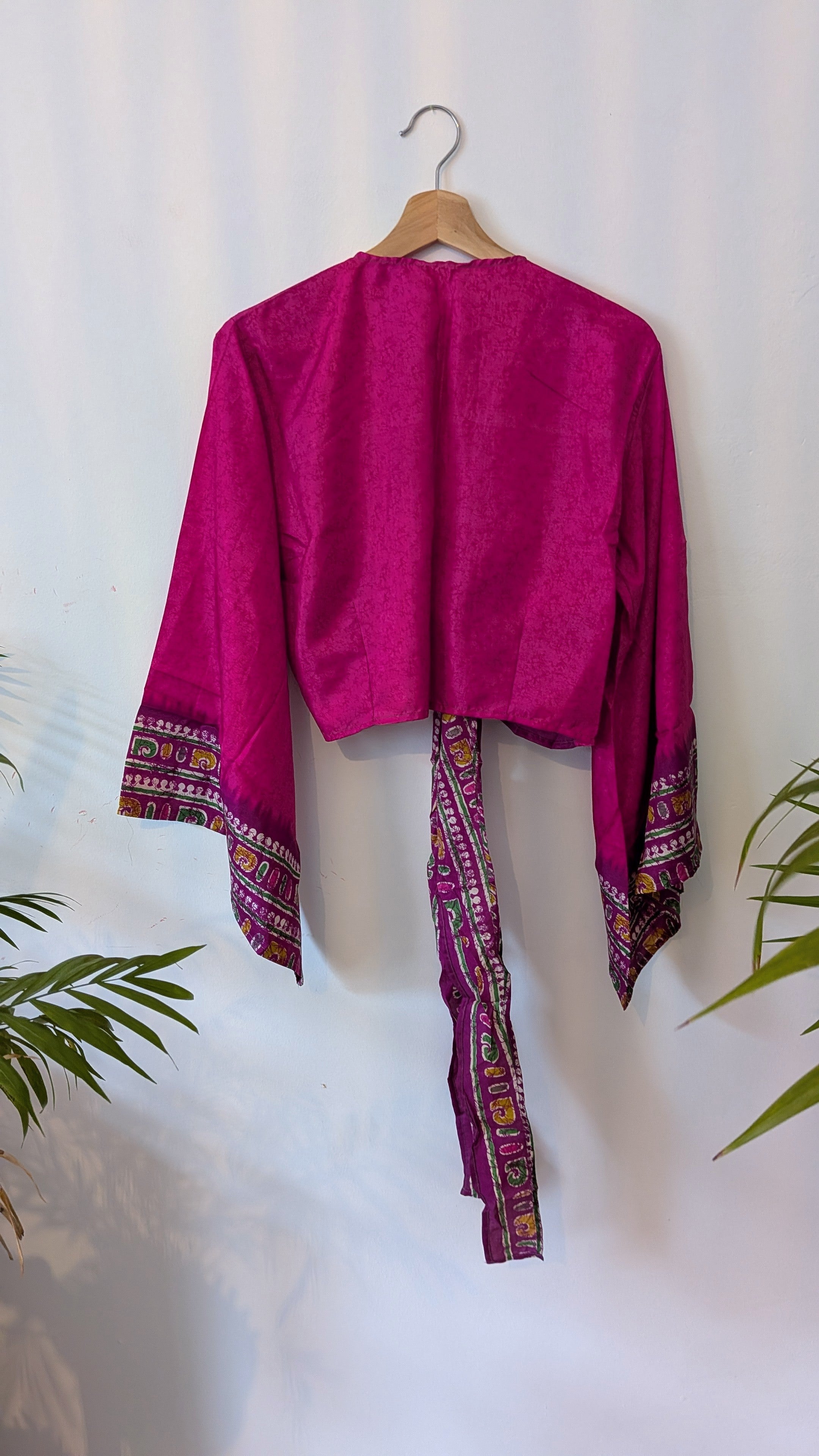 Wrap blouse bell sleeve