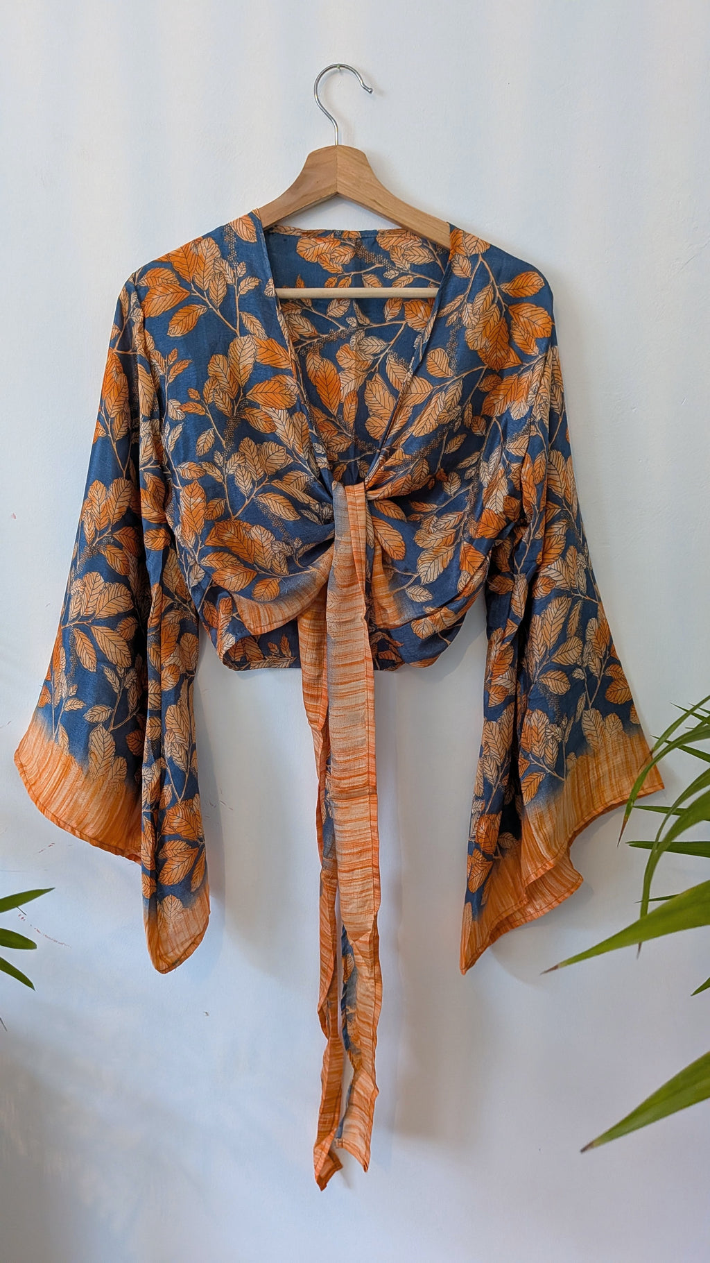 Wrap blouse bell sleeve