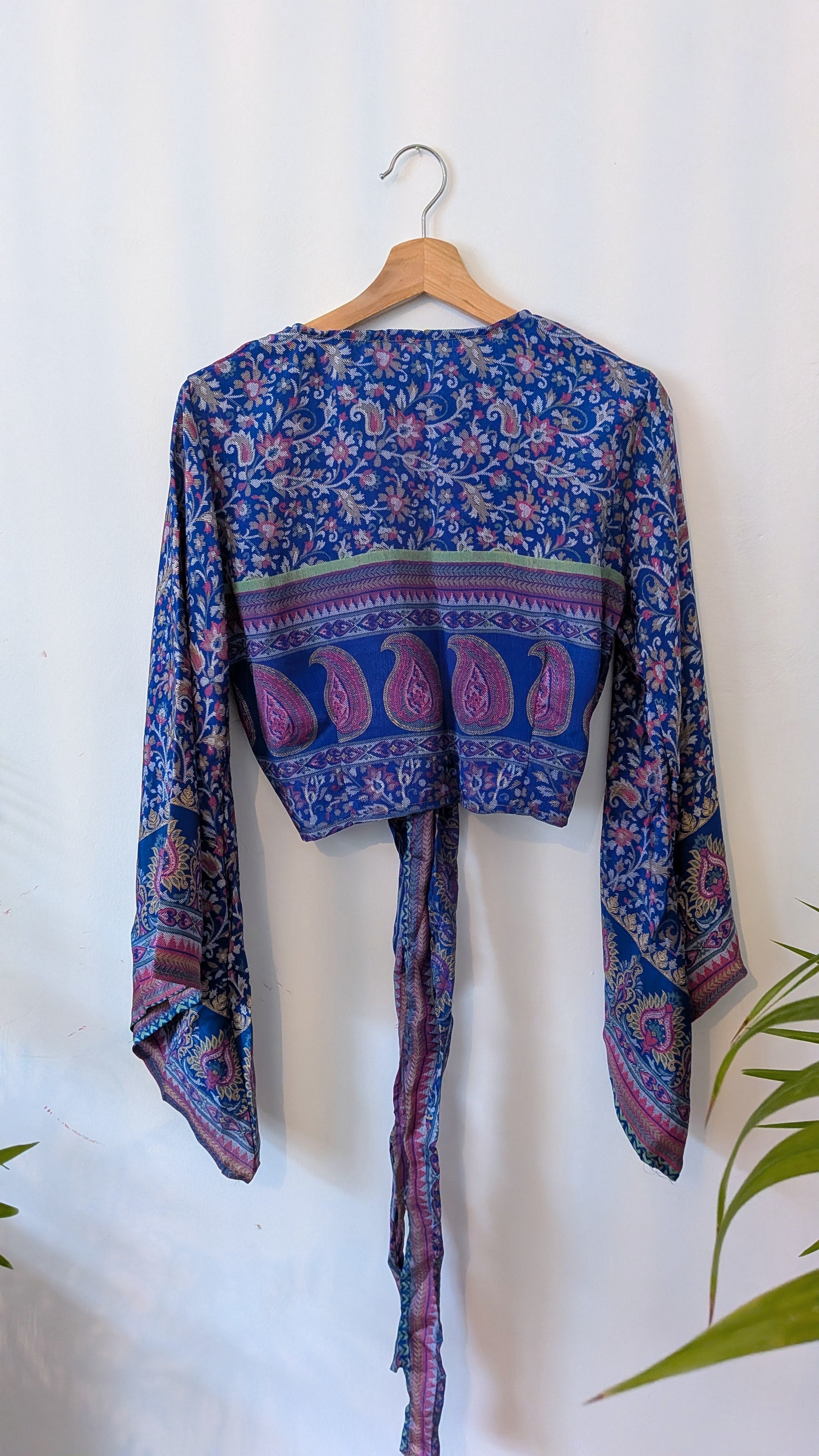 Wrap blouse bell sleeve