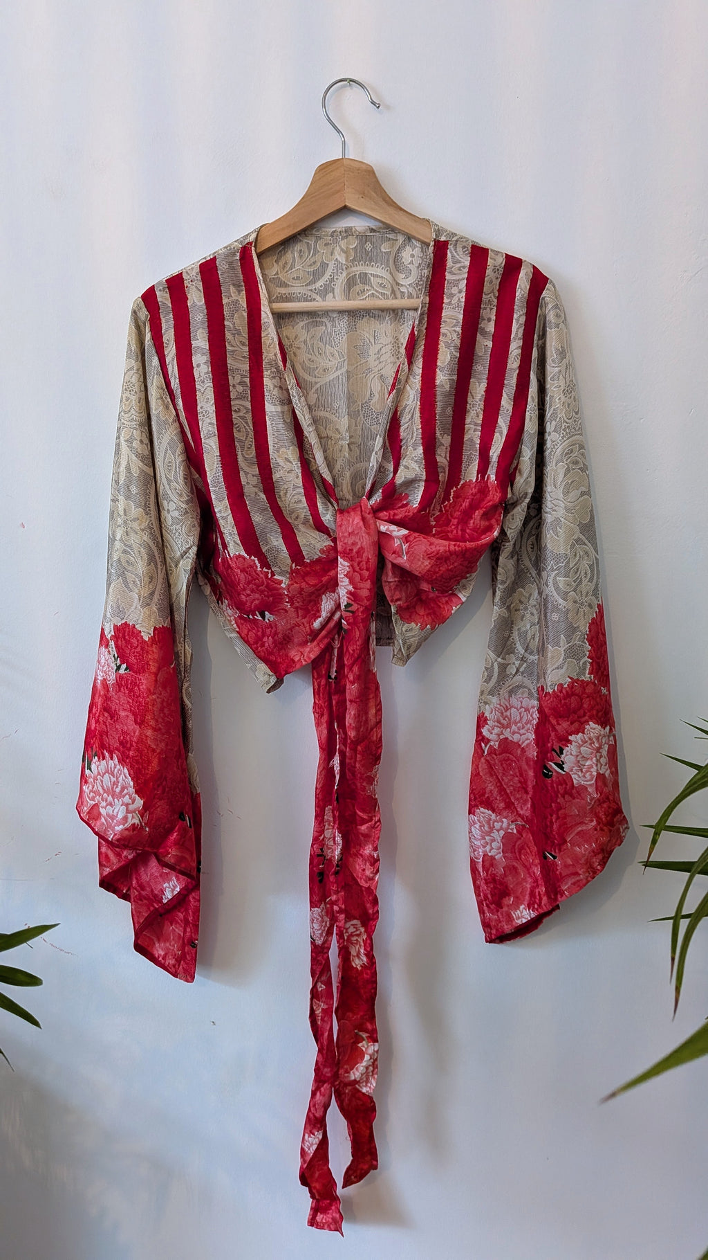 Wrap blouse bell sleeve