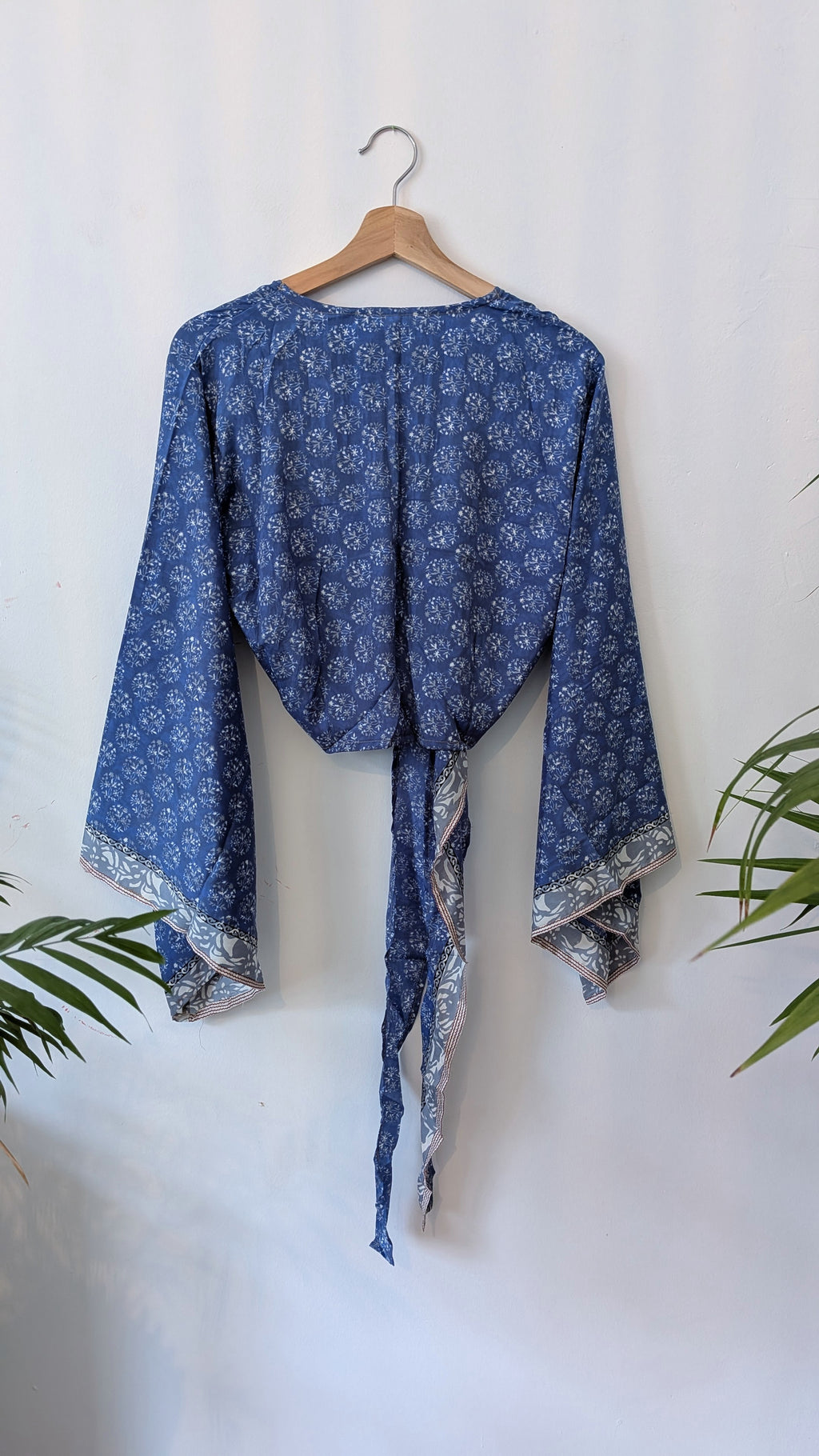 Wrap blouse bell sleeve