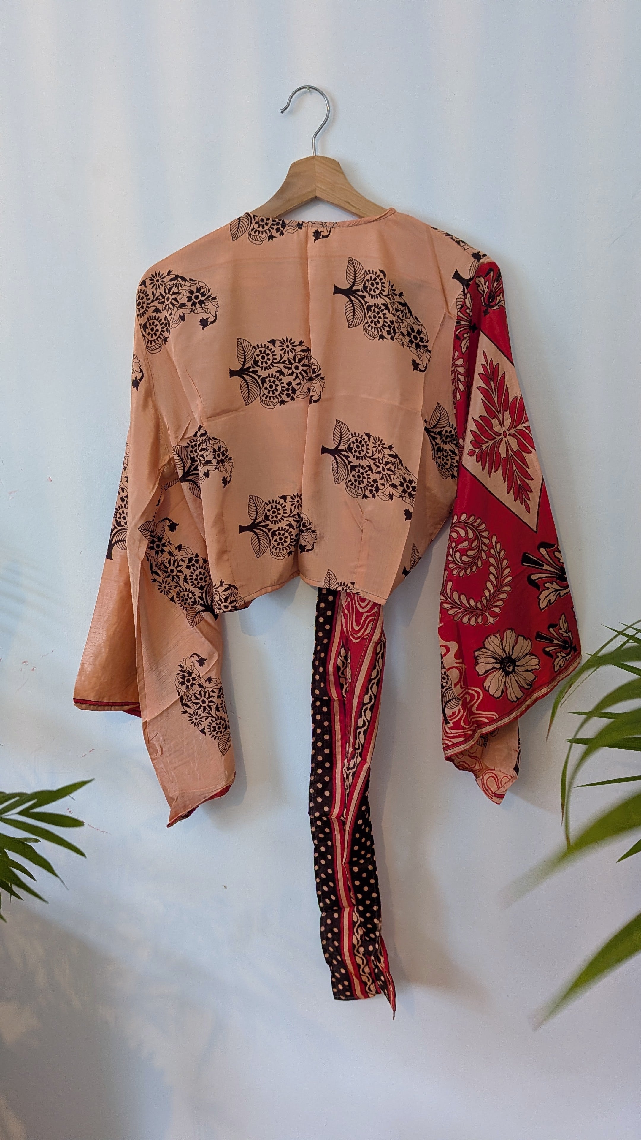 Wrap blouse bell sleeve