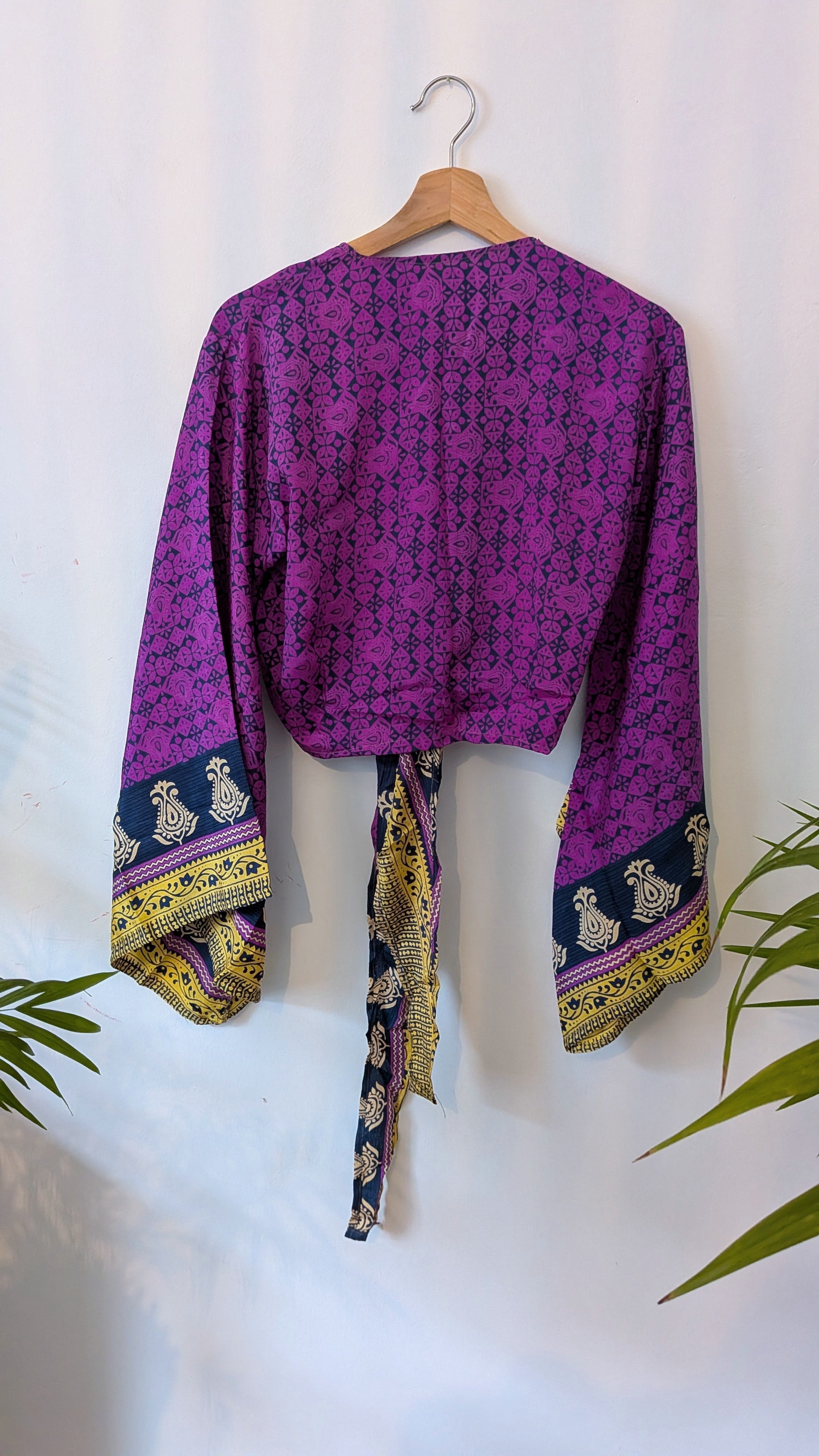 Wrap blouse bell sleeve