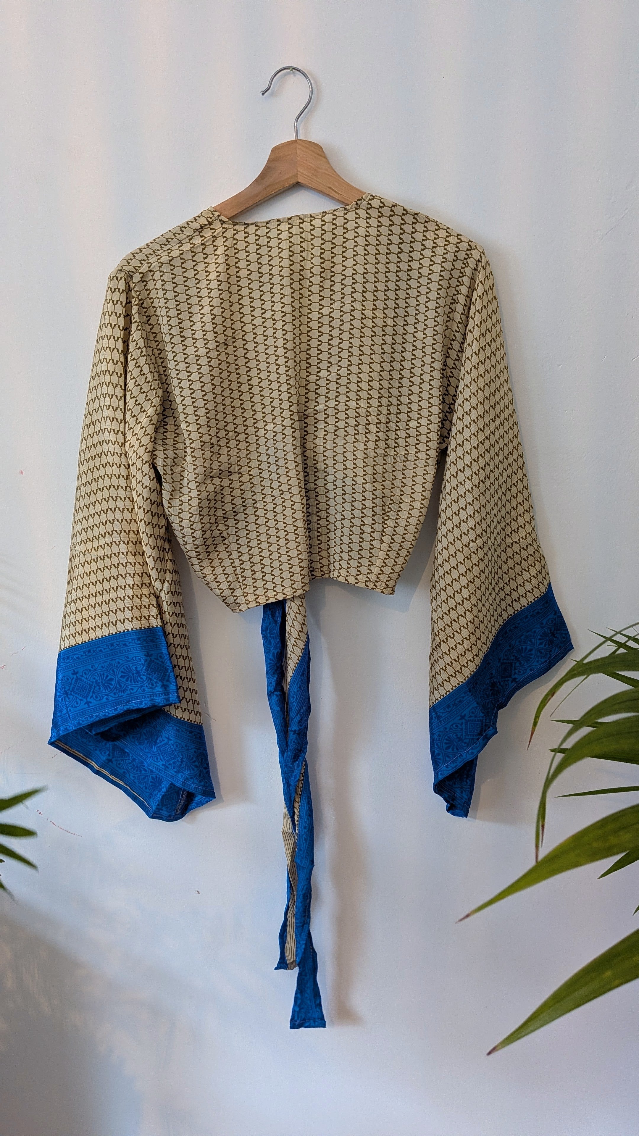 Wrap blouse bell sleeve