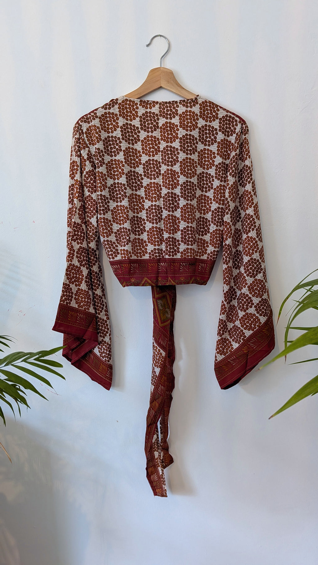 Wrap blouse bell sleeve