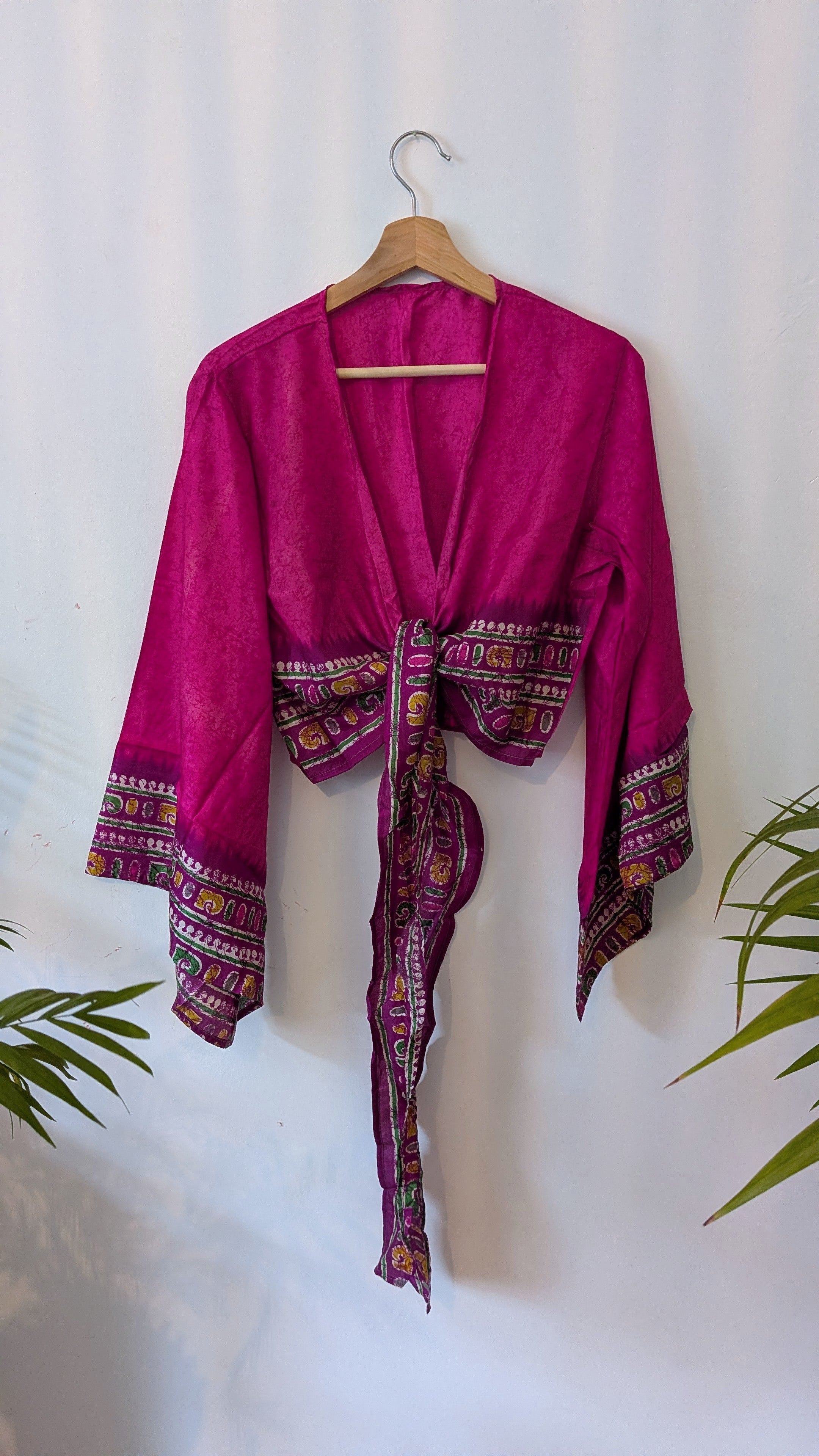 Wrap blouse bell sleeve