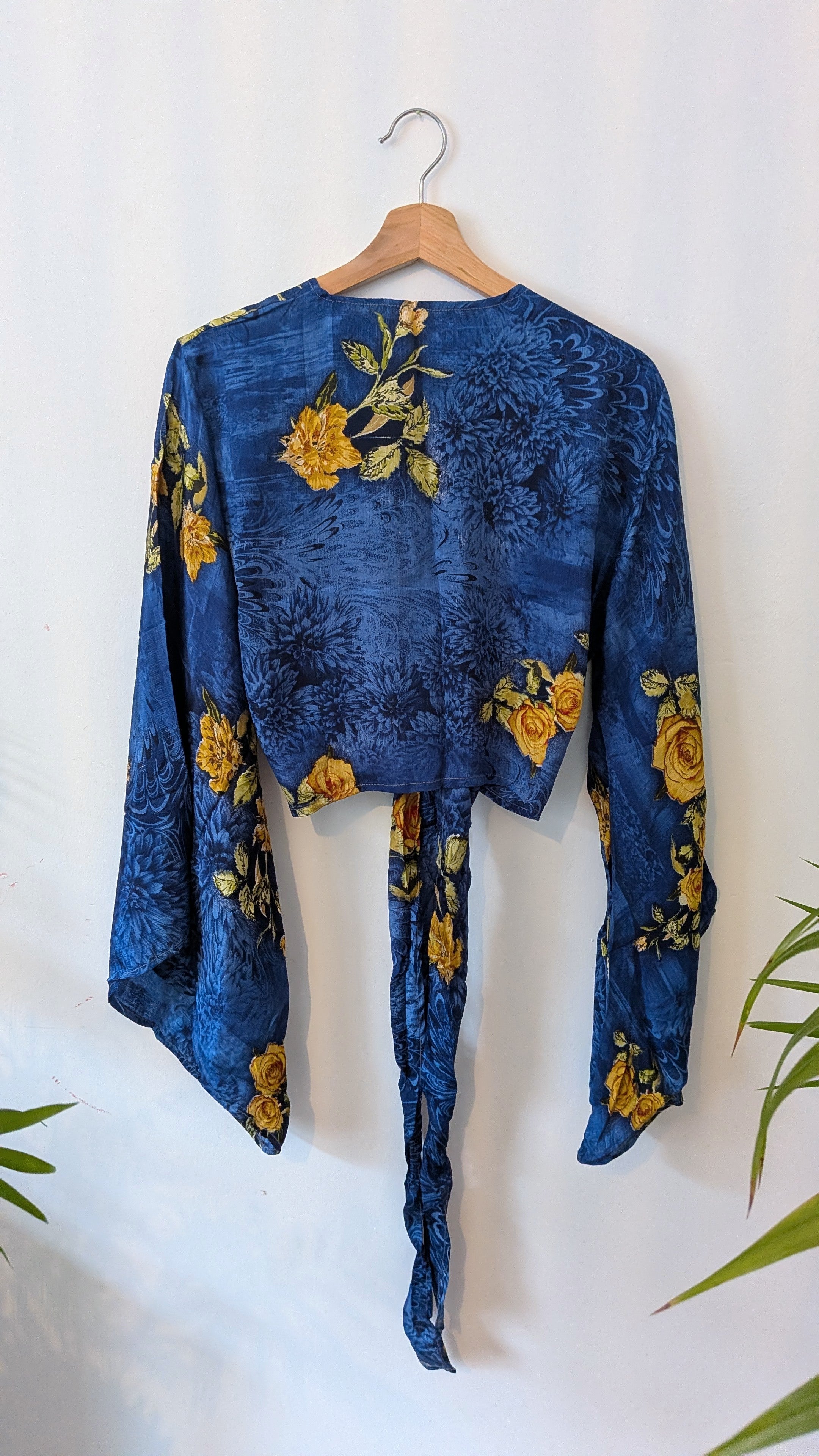 Wrap blouse bell sleeve