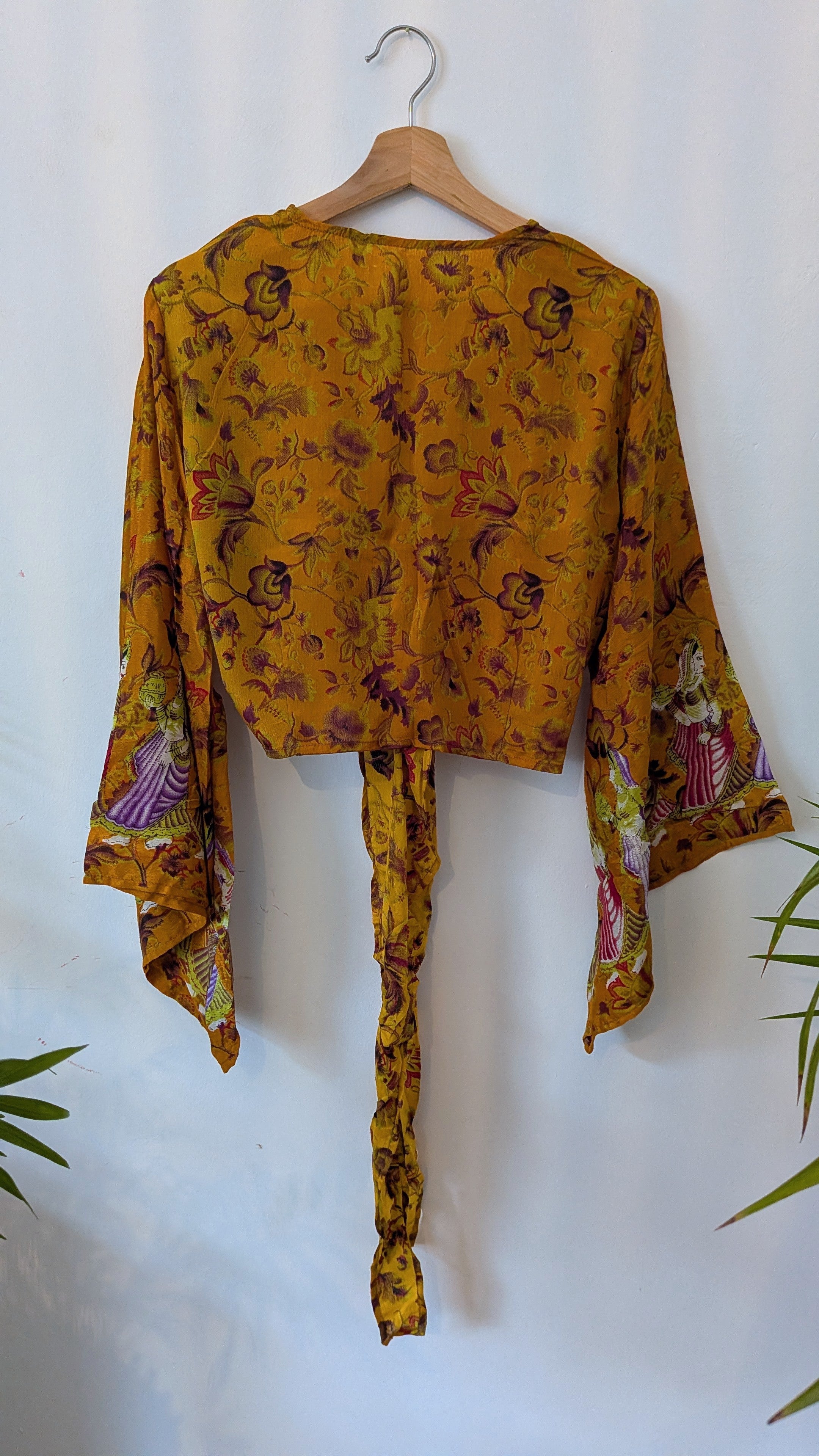 Wrap blouse bell sleeve