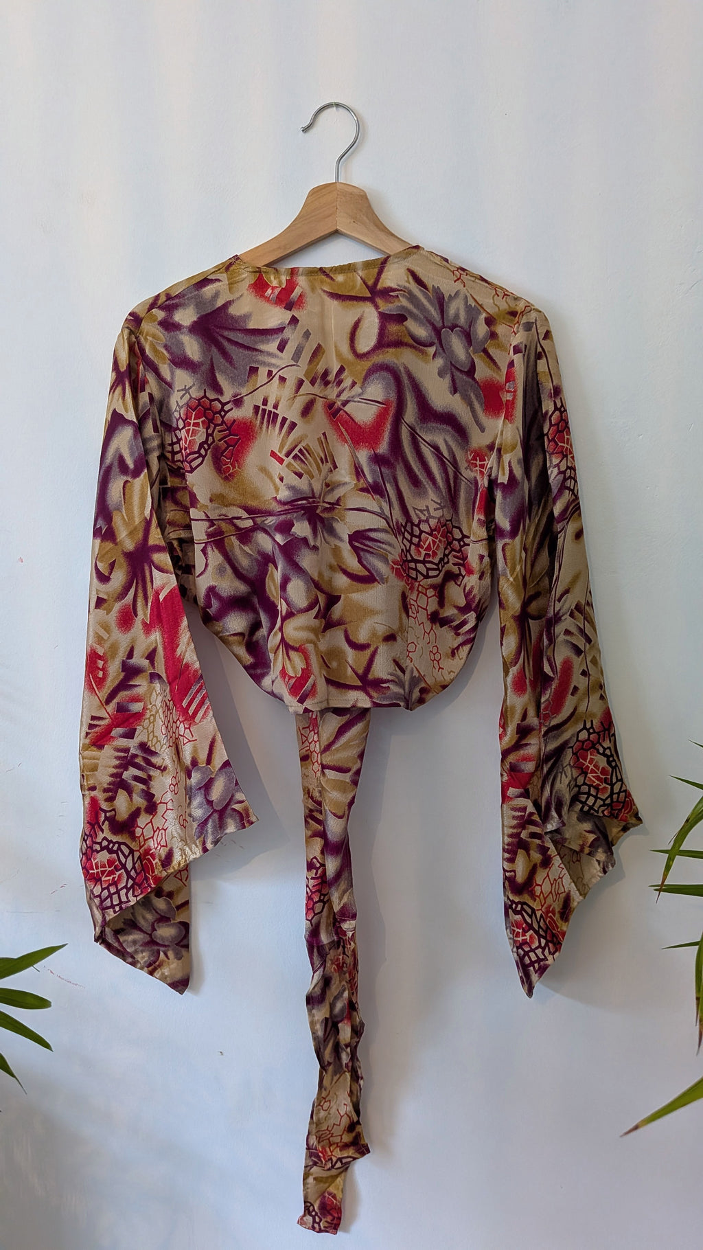 Wrap blouse bell sleeve