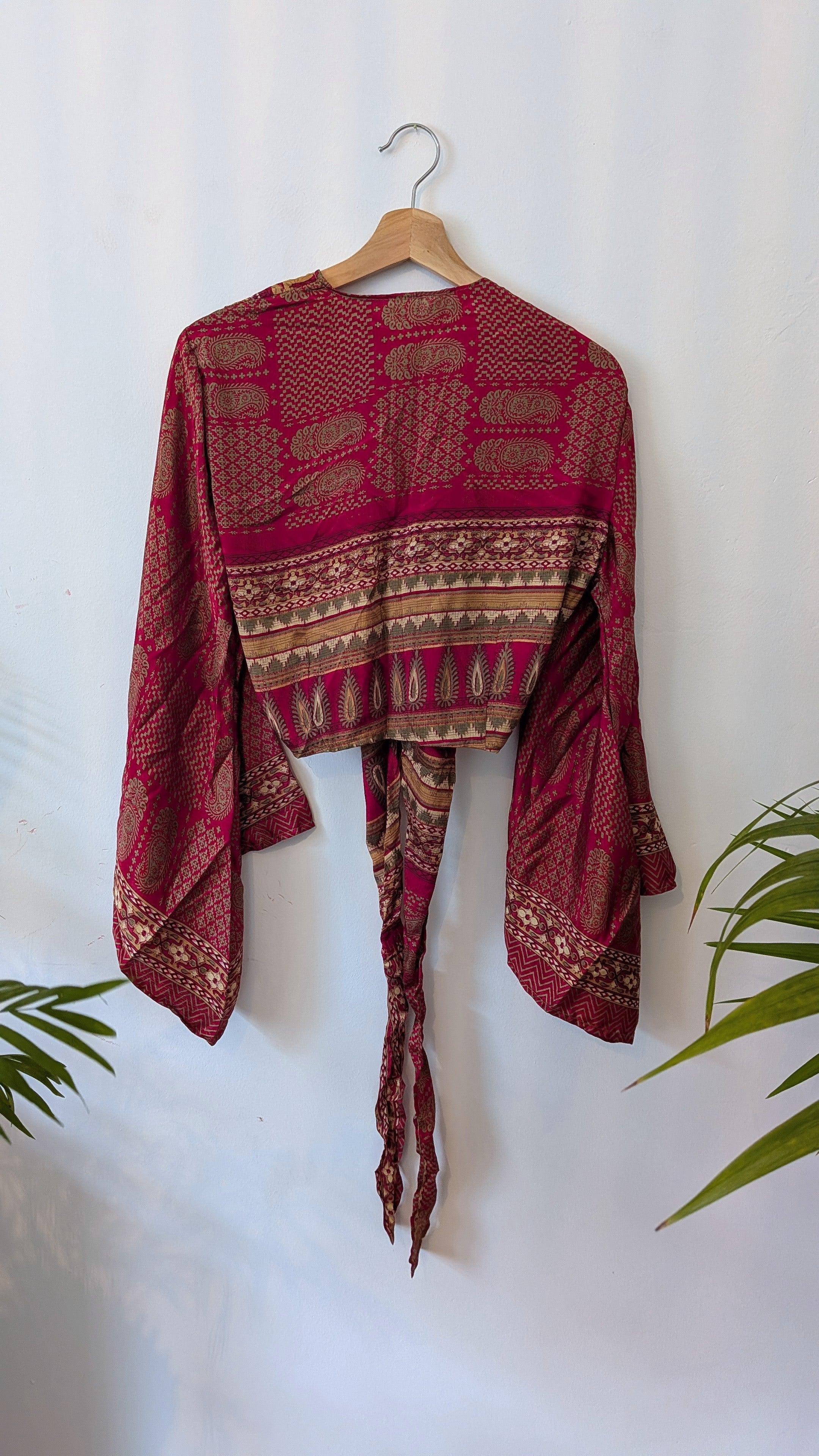 Wrap blouse bell sleeve