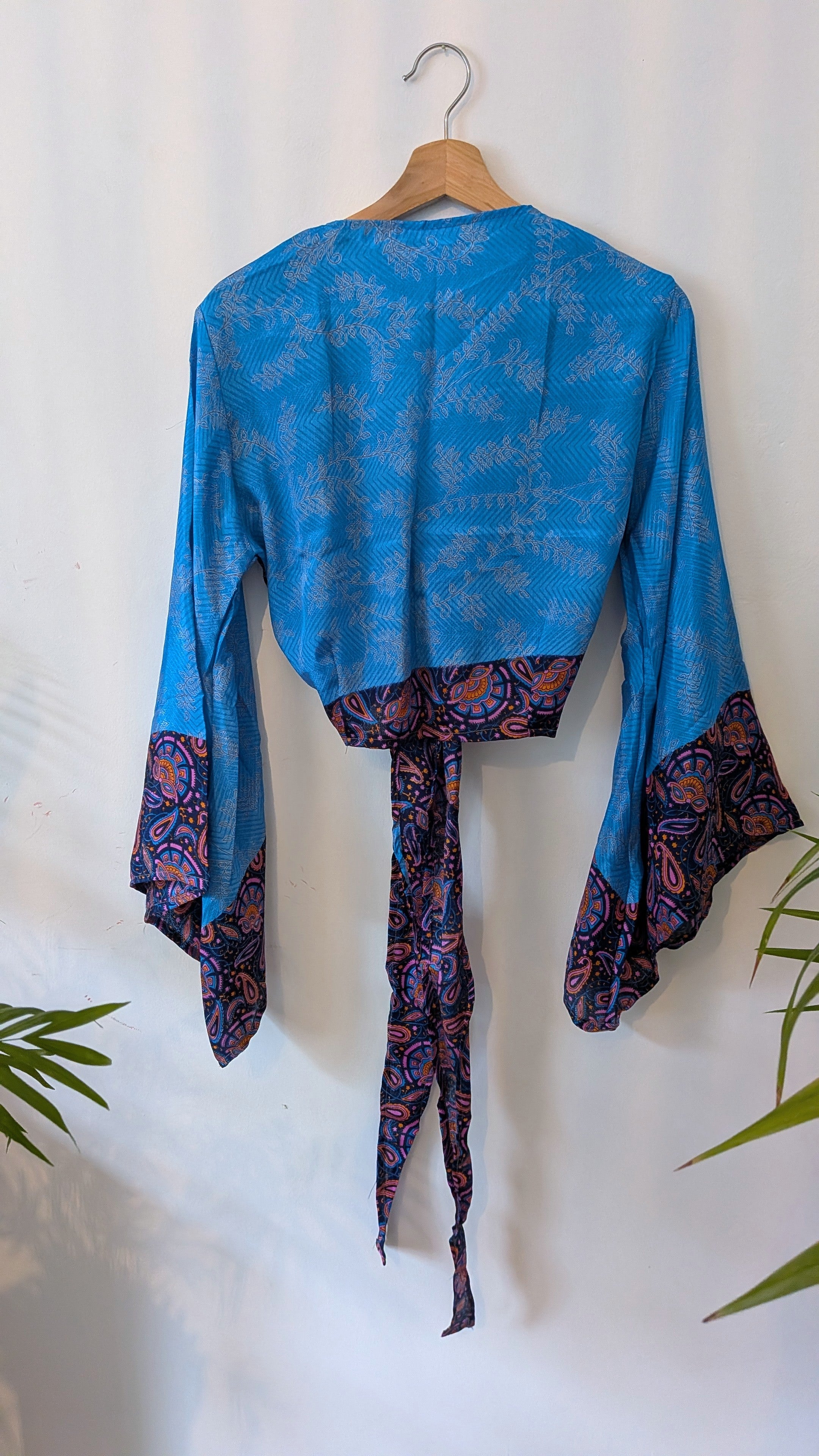 Wrap blouse bell sleeve