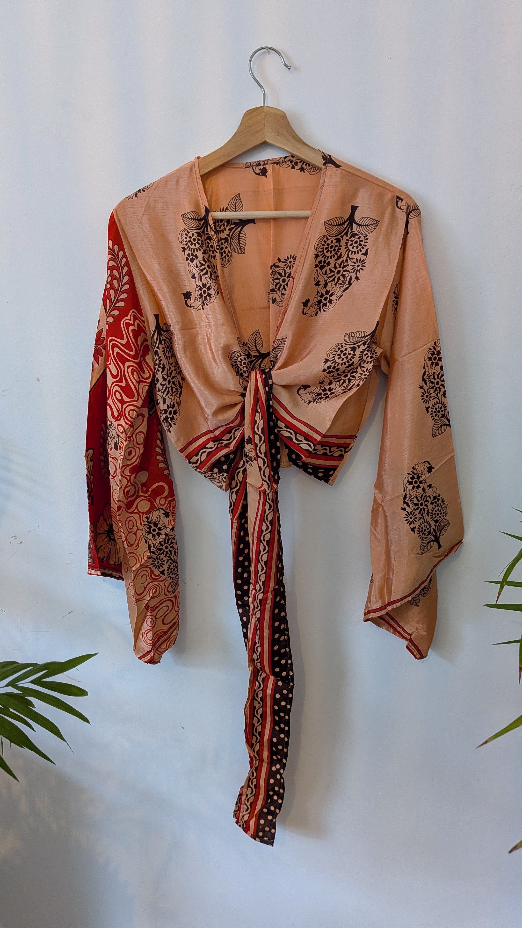 Wrap blouse bell sleeve