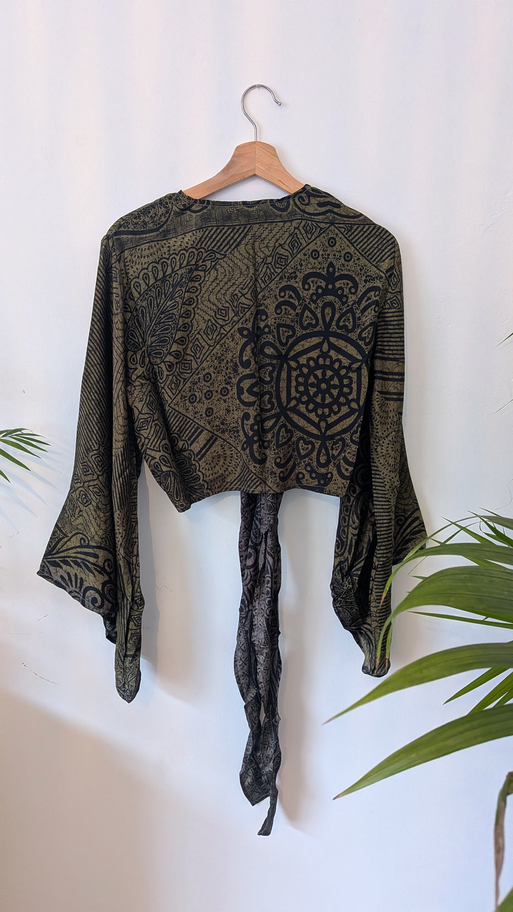 Wrap blouse bell sleeve