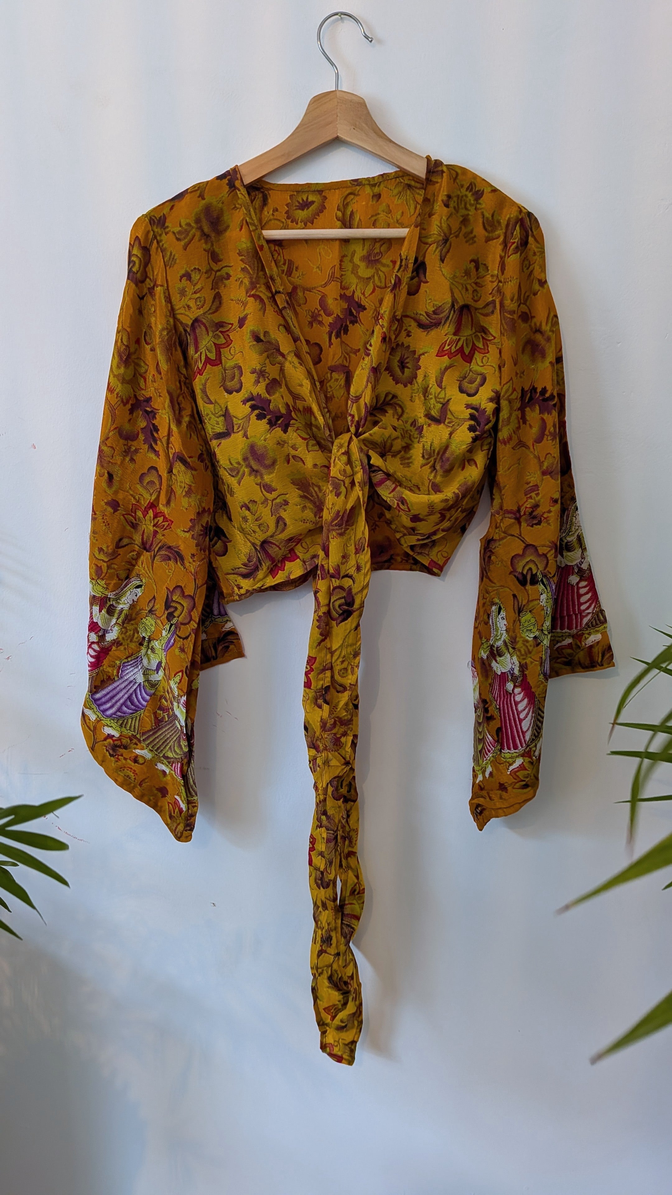 Wrap blouse bell sleeve