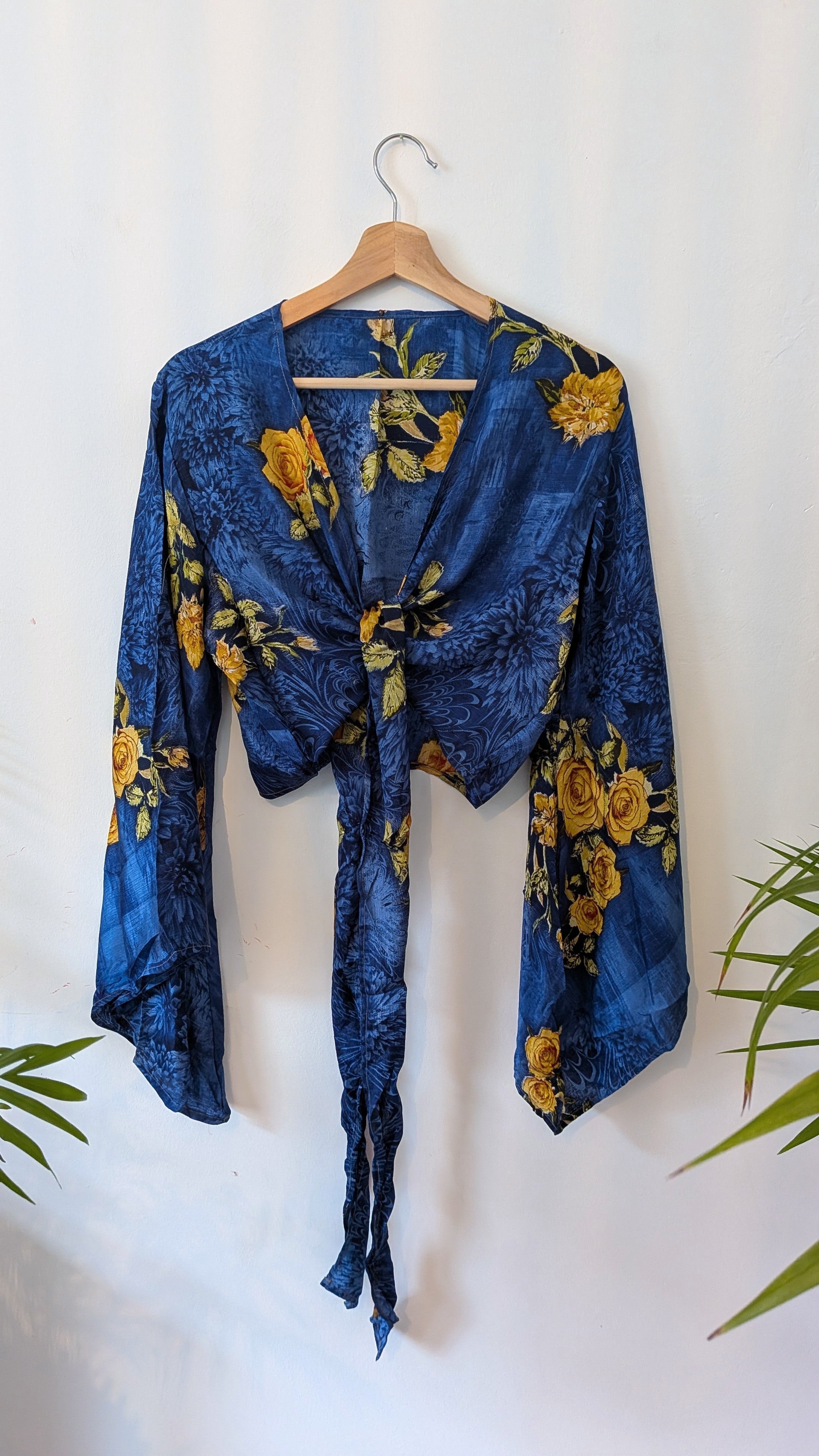 Wrap blouse bell sleeve