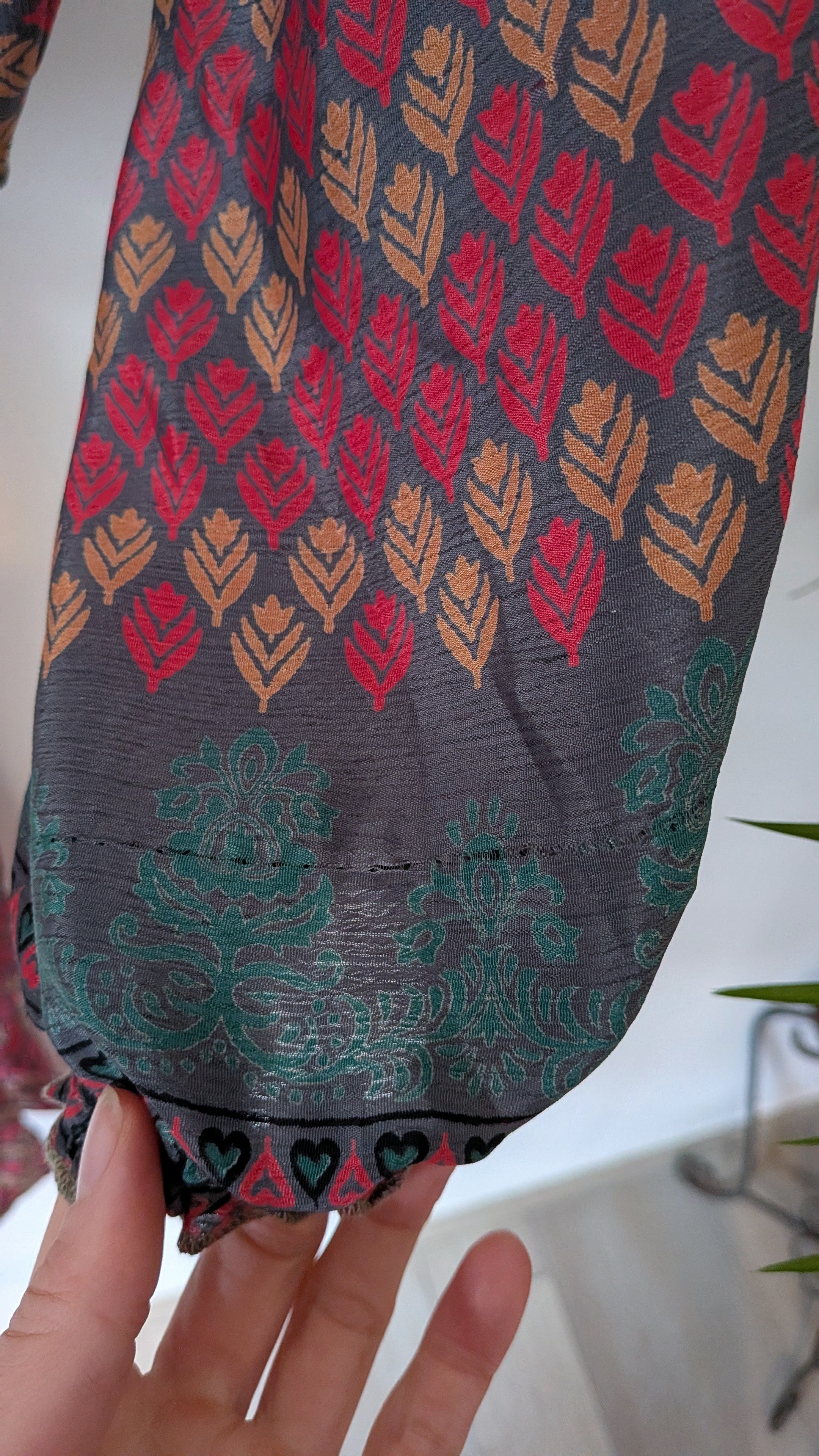 Wrap blouse with bishop sleeves