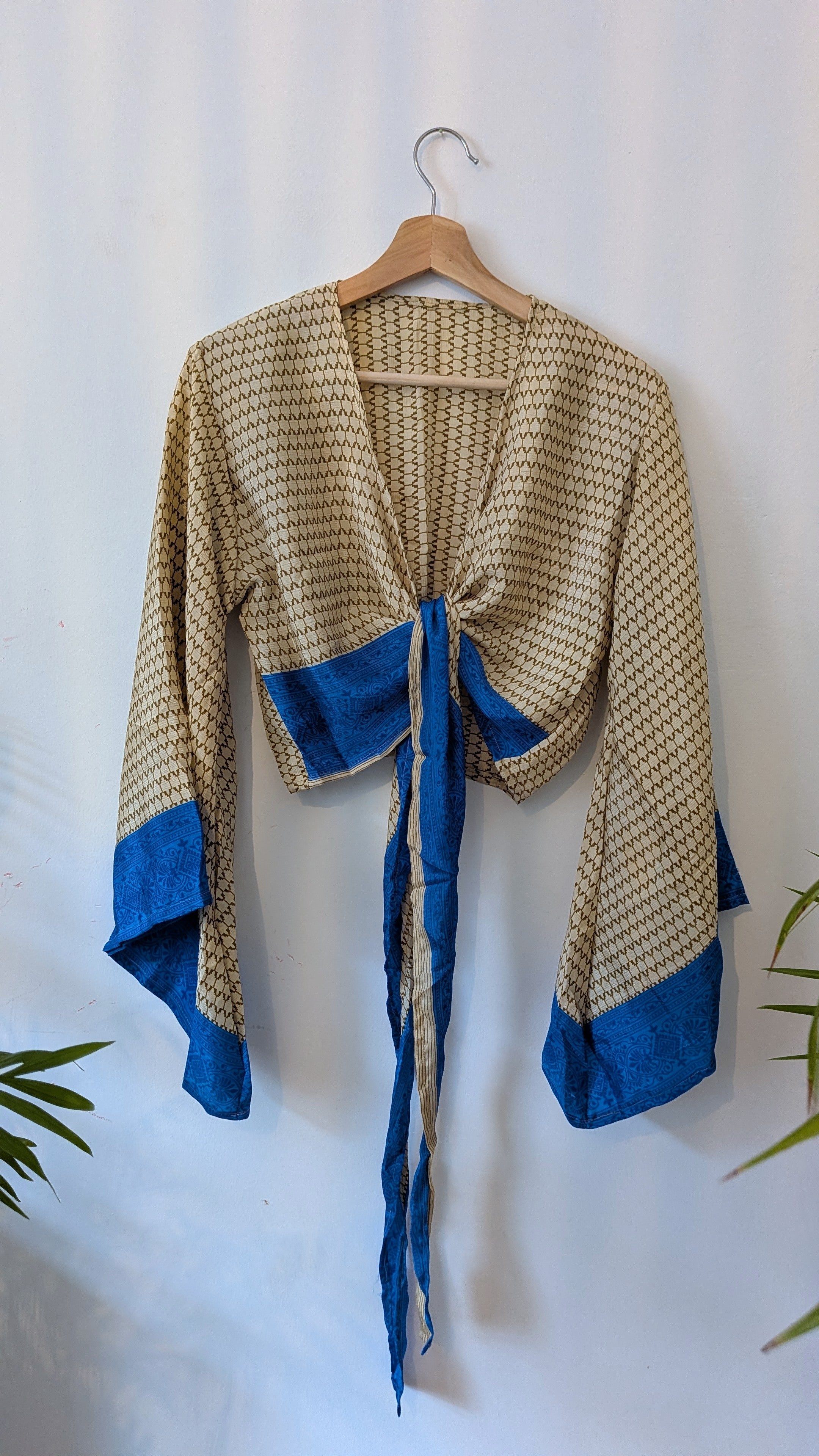 Wrap blouse bell sleeve