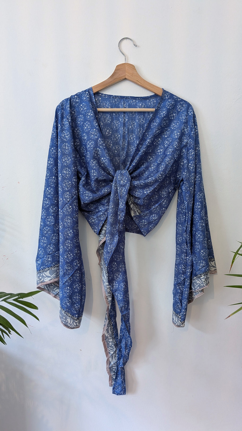 Wrap blouse bell sleeve