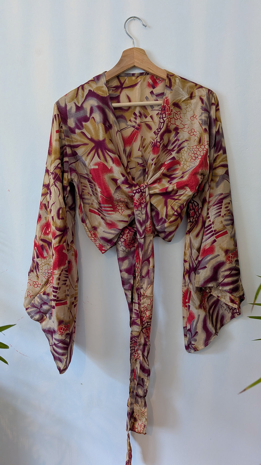 Wrap blouse bell sleeve