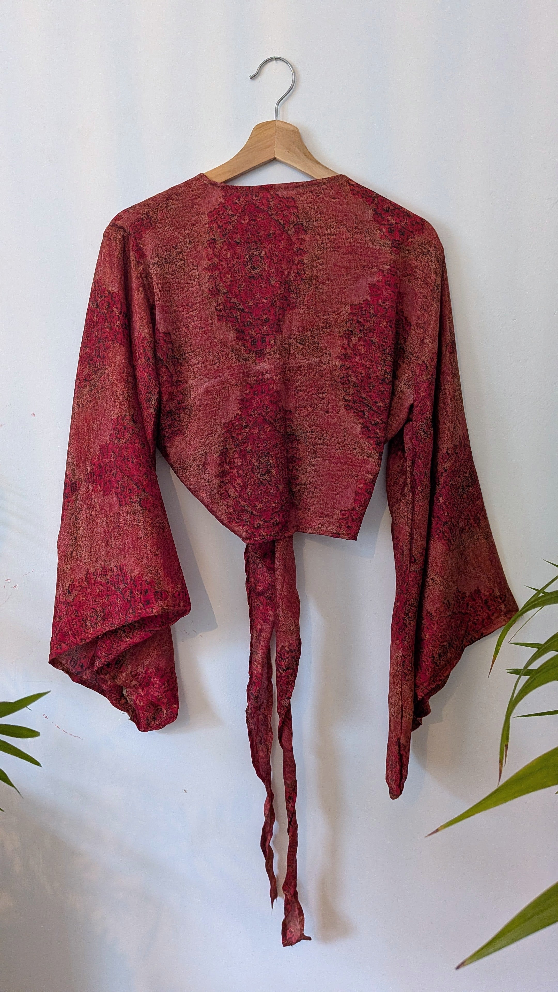 Wrap blouse bell sleeve