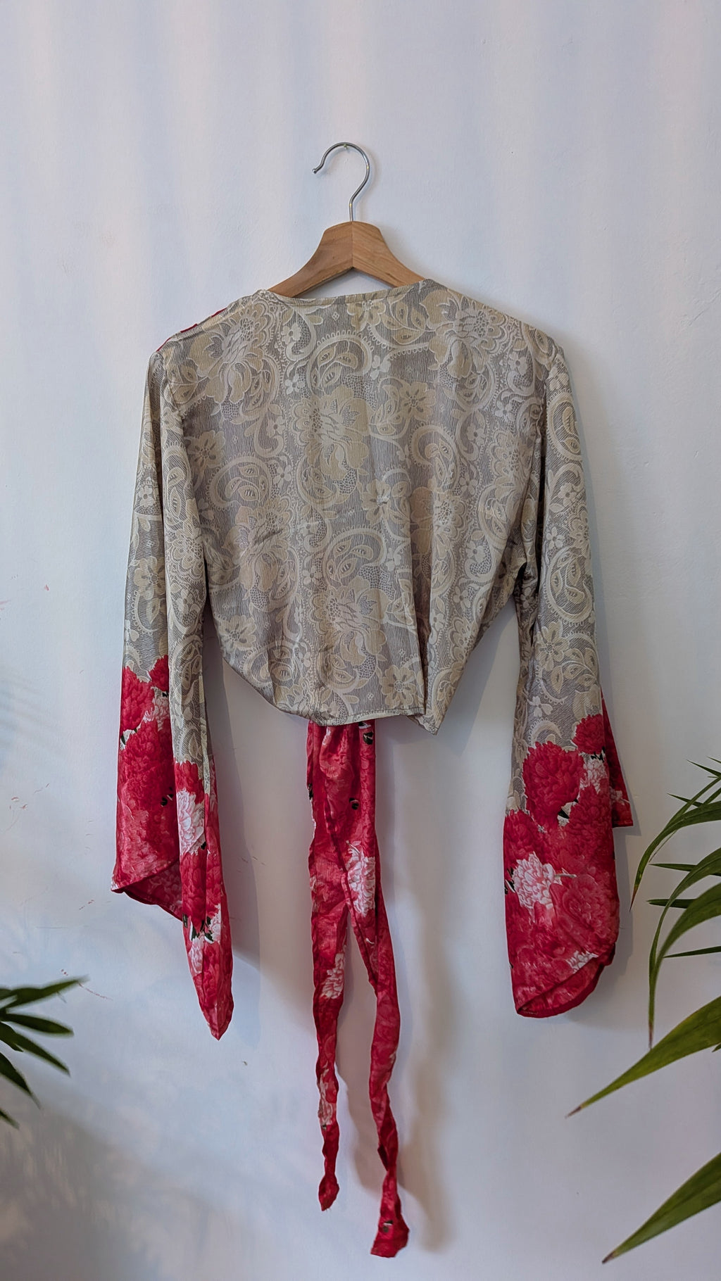 Wrap blouse bell sleeve