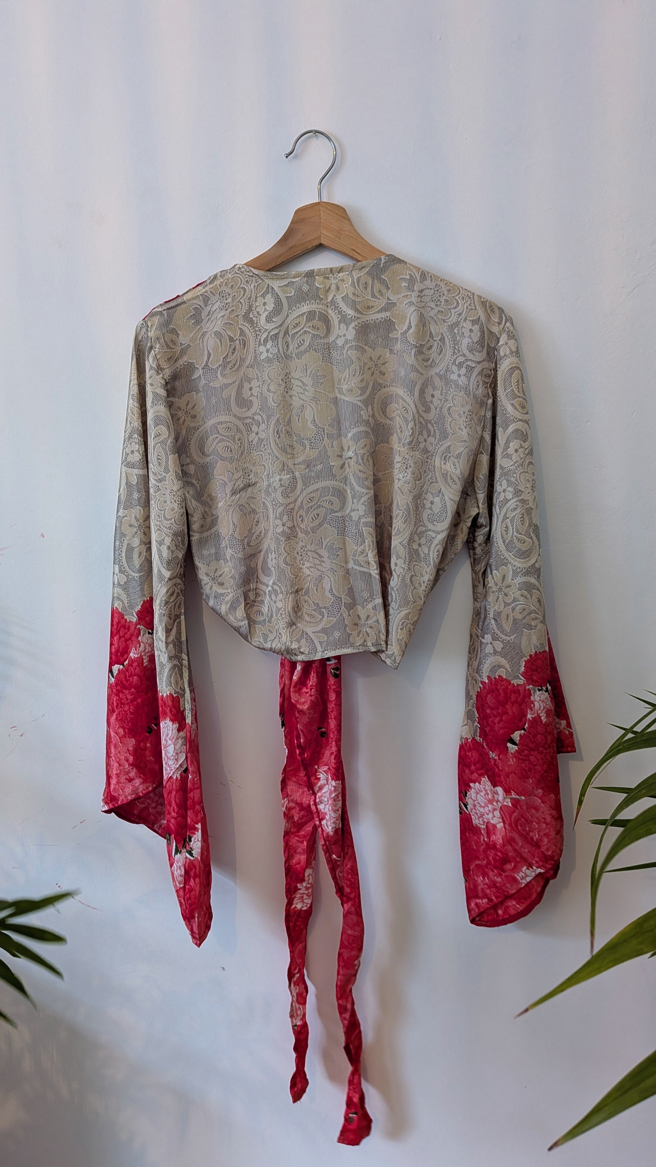 Wrap blouse bell sleeve