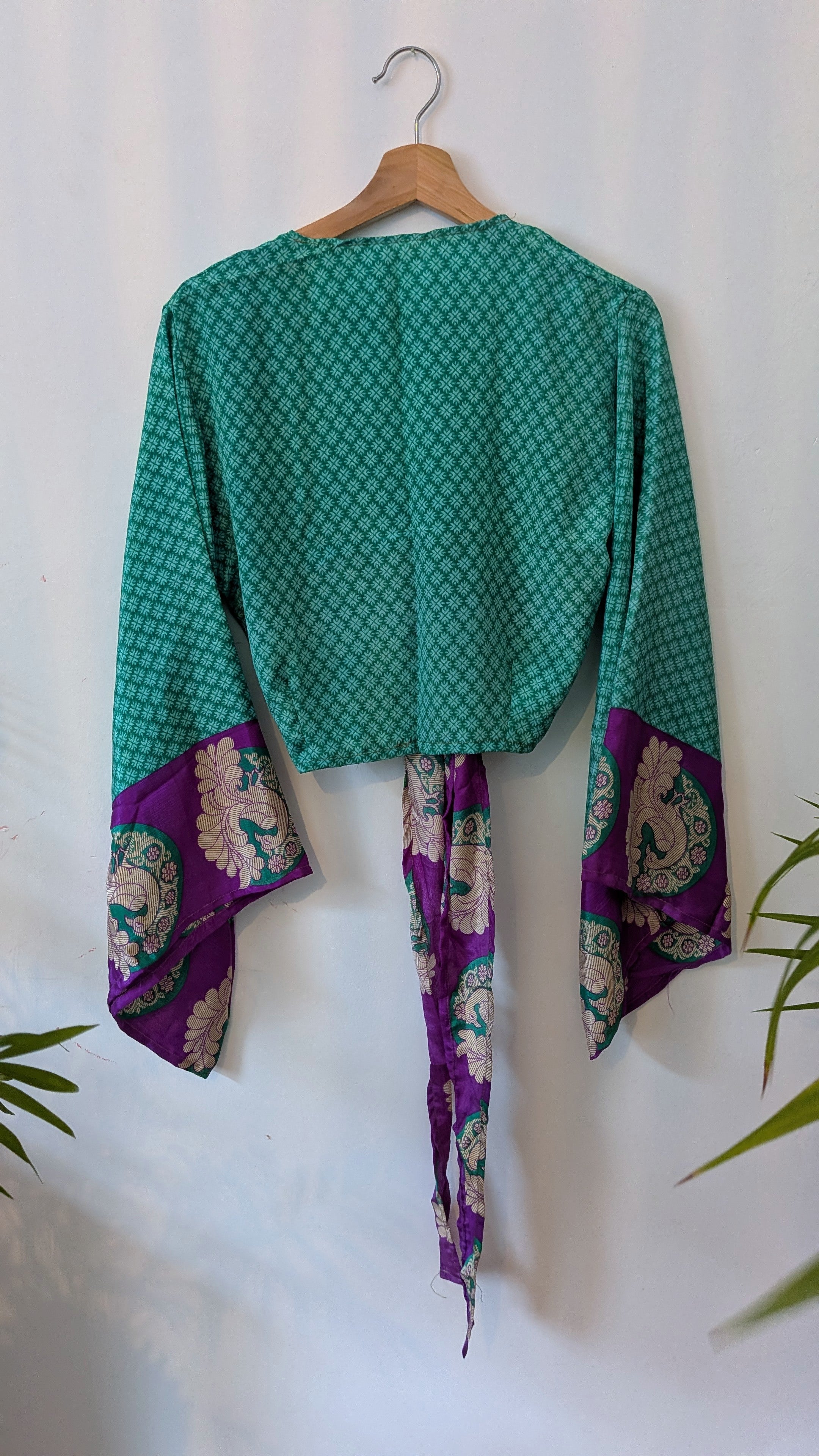 Wrap blouse bell sleeve